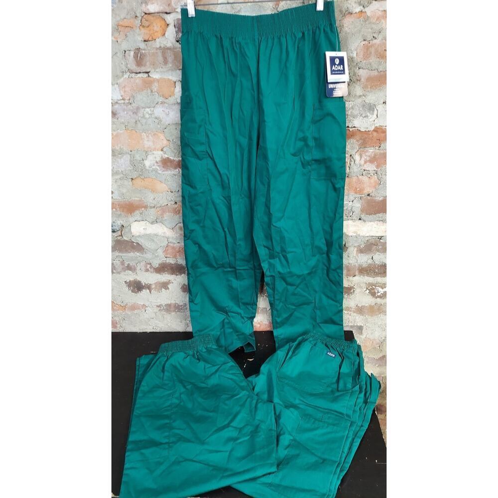 Adar Womens Hunter Green Scrub Pants - Elastic Waist SZ L